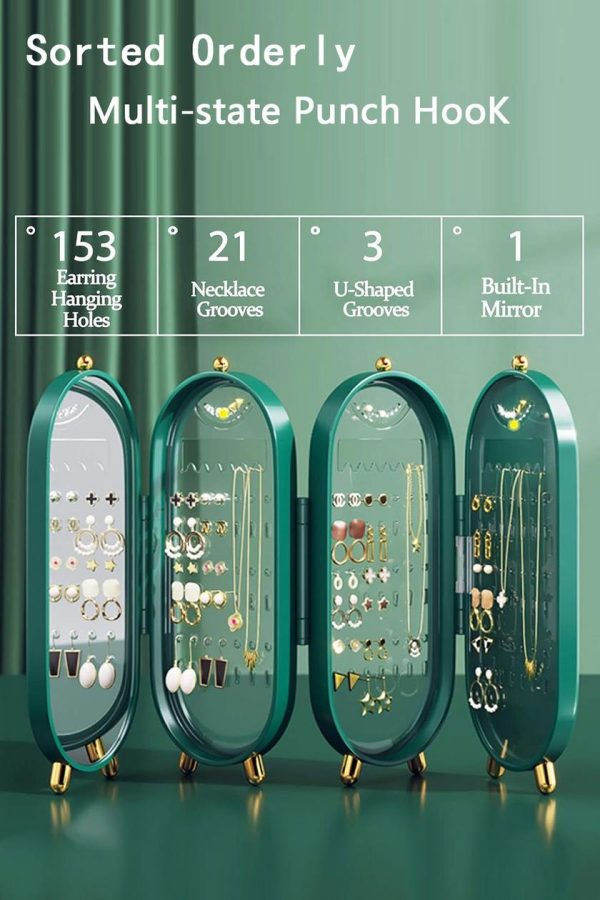 Screen Folding Jewelry Box | Jewelry Cabinet Organizer With Mirror (random Color)