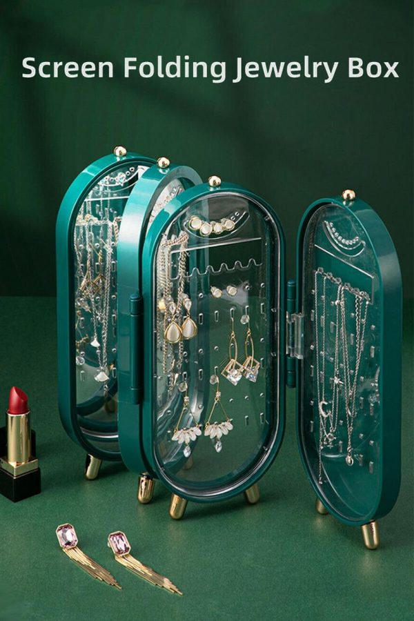 Screen Folding Jewelry Box | Jewelry Cabinet Organizer With Mirror (random Color)