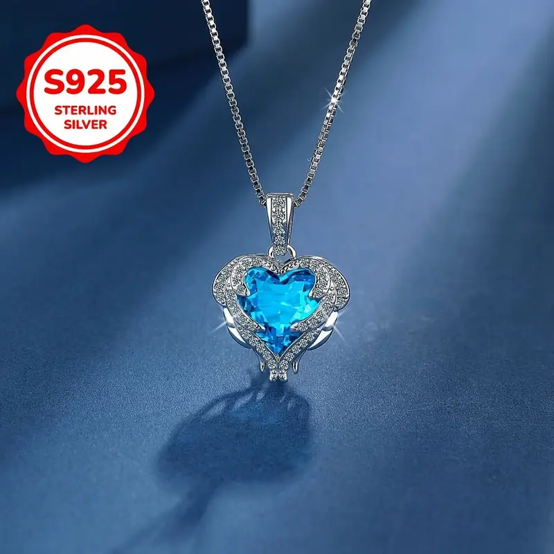 925 Silver Collarbone Fine Pendant Multicolor Heart Charm Necklace
