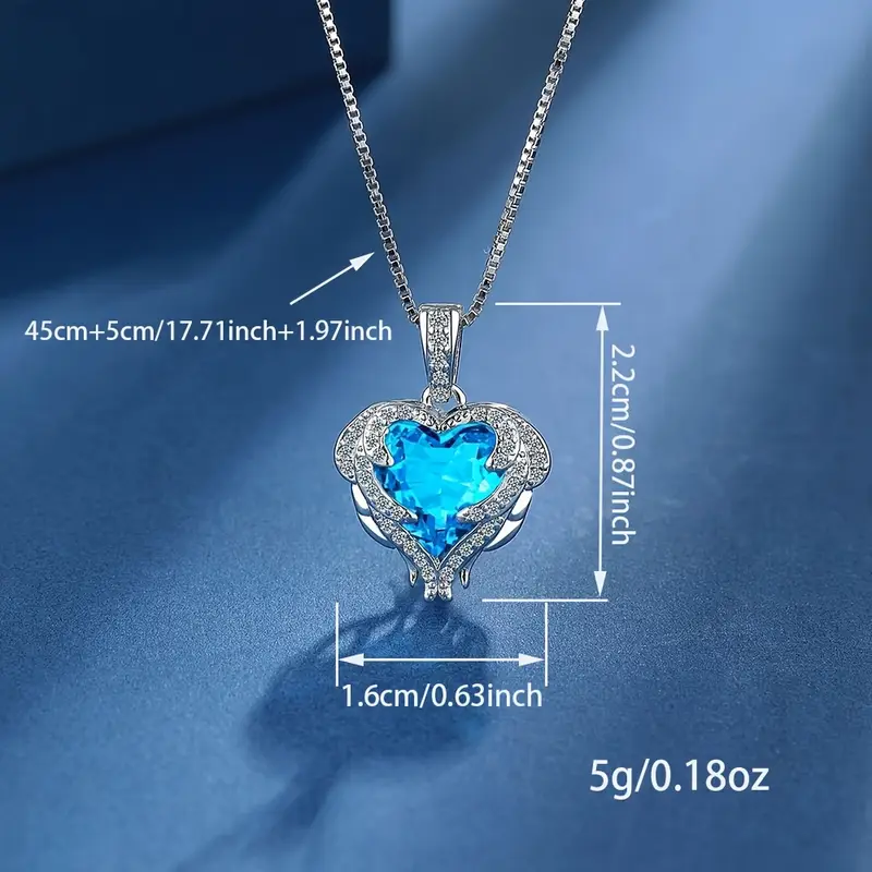 925 Silver Collarbone Fine Pendant Multicolor Heart Charm Necklace
