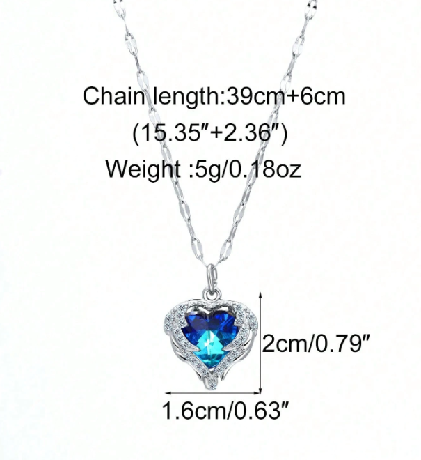 925 Silver Collarbone Fine Pendant Multicolor Heart Charm Necklace