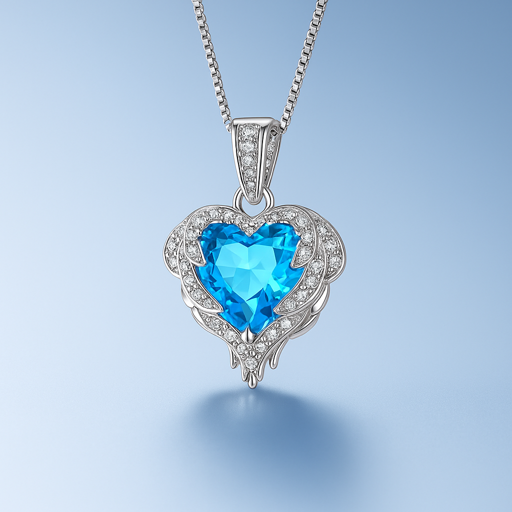 925 Silver Collarbone Fine Pendant Multicolor Heart Charm Necklace